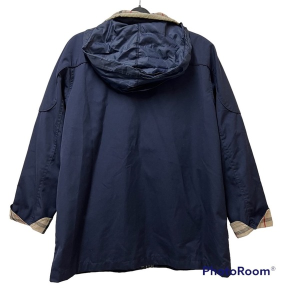 1 Madison Rain Jacket Button & Zip Front Large Front Pockets Navy Size Small - Picture 2 of 6